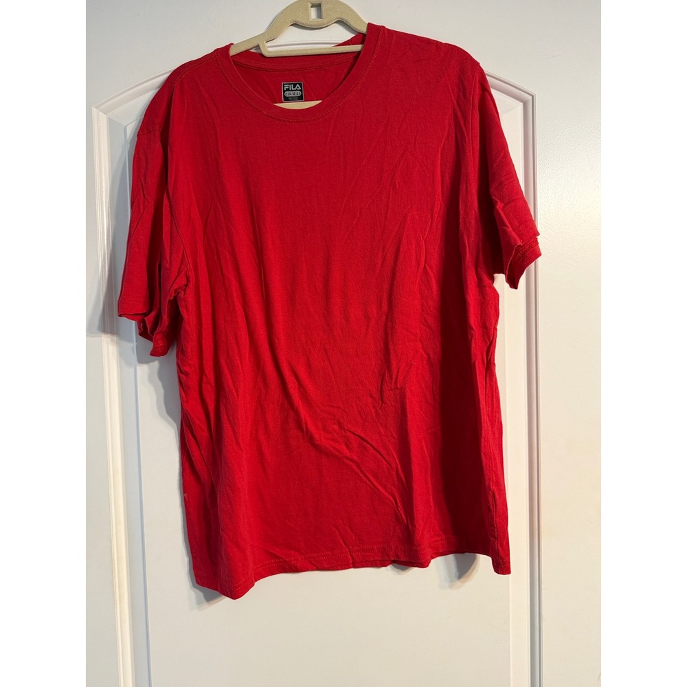 Fila T-Shirt XL Red Short Sleeve Cotton Athletic Logo Athleisure Basic Gym Retro